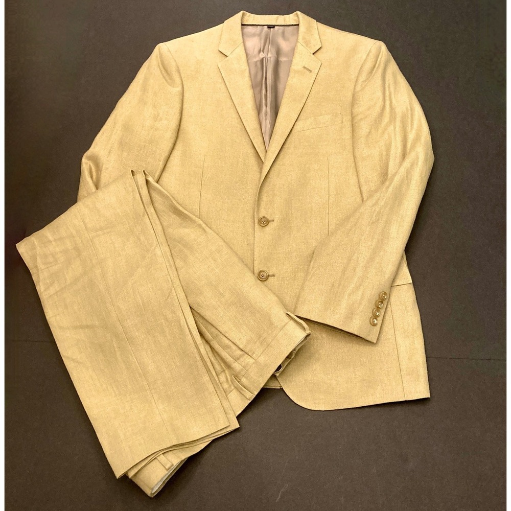J Crew Irish Linen Suit Ludlow Slim Khaki Tan 40R 36x29 Pant Baird McNutt